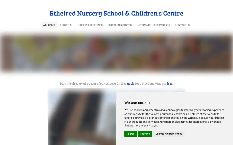 Home page of Ethelred Nursery School and Children's Centre's website