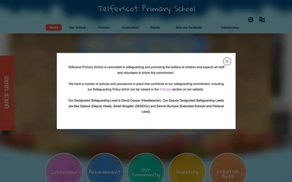 Home page of Telferscot Primary School's website