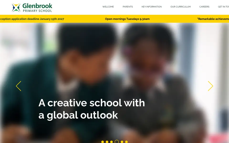 Home page of Glenbrook Primary School's website
