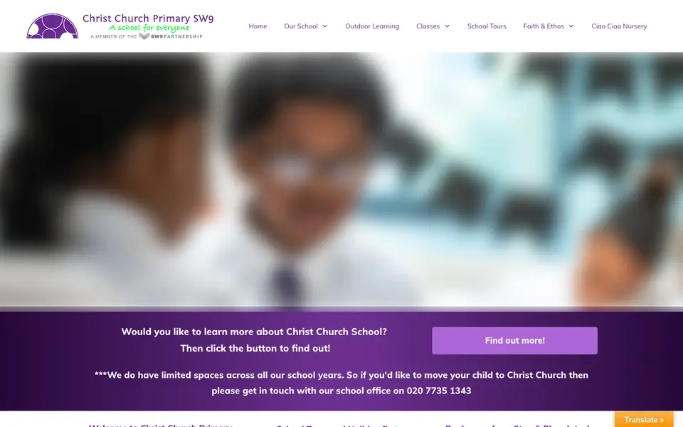 Home page of Christ Church Primary SW9's website