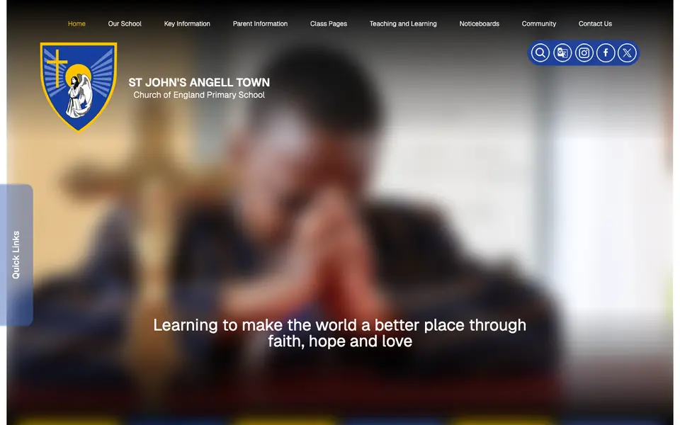 Home page of St John's Angell Town Church of England Primary School's website