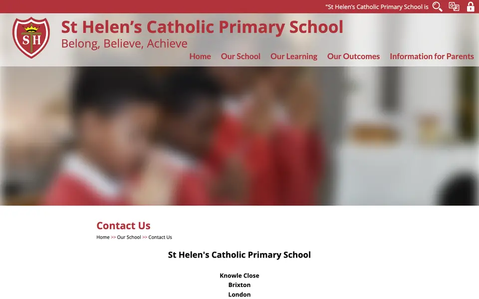 Home page of St Helen's Catholic Primary School's website