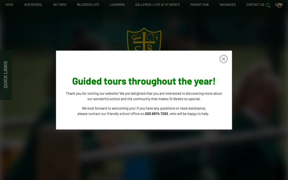 Home page of St Bede's Catholic Primary School's website
