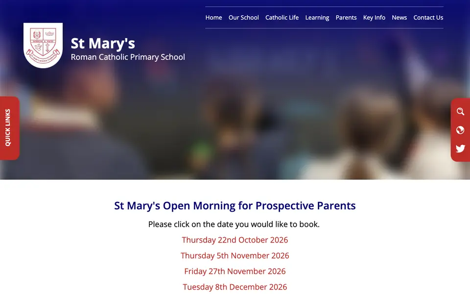 Home page of St Mary's Roman Catholic Primary School's website
