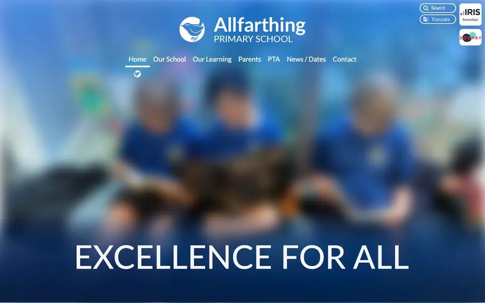 Home page of Allfarthing Primary School's website