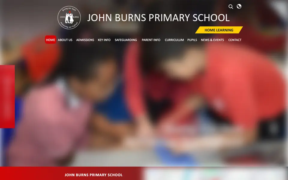 Home page of John Burns Primary School's website