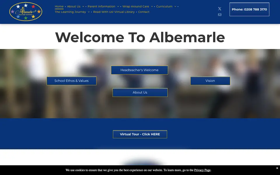 Home page of Albemarle Primary School's website