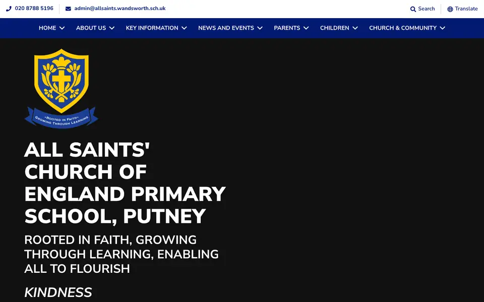 Home page of All Saints' CofE Primary School, Putney's website