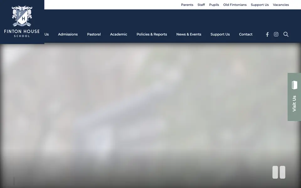 Home page of Finton House School's website