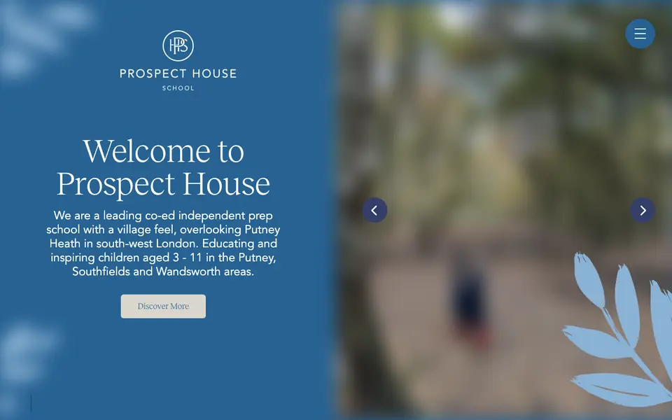 Home page of Prospect House School's website