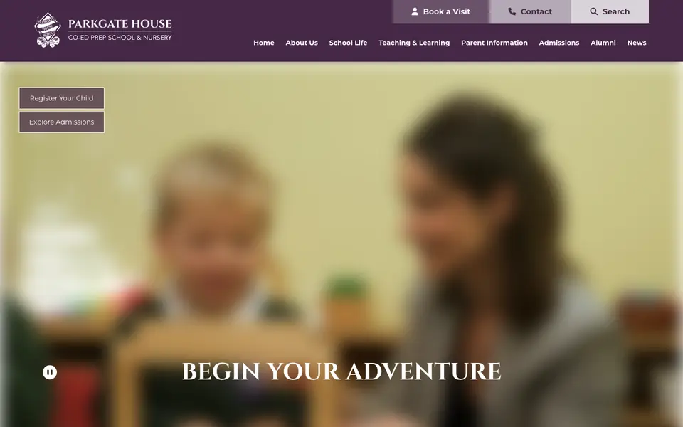 Home page of Parkgate House School's website