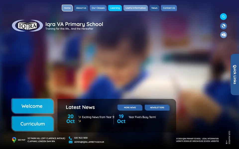 Home page of Iqra Primary School's website