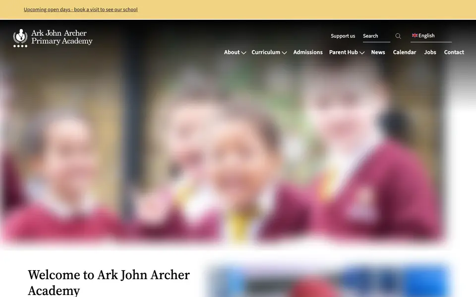 Home page of ARK John Archer Primary Academy's website