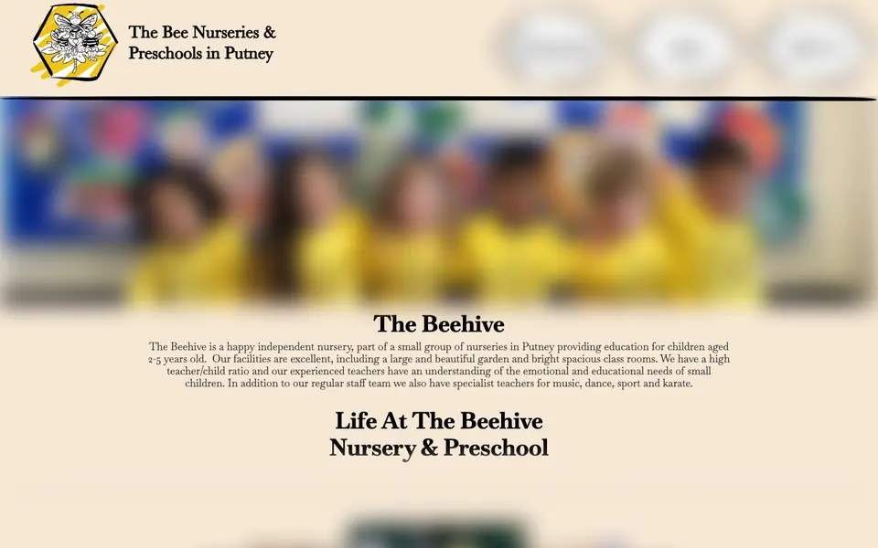 Home page of The Beehive's website