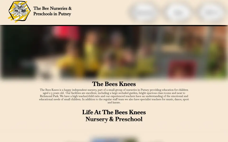 Home page of Bees Knees Nursery School's website