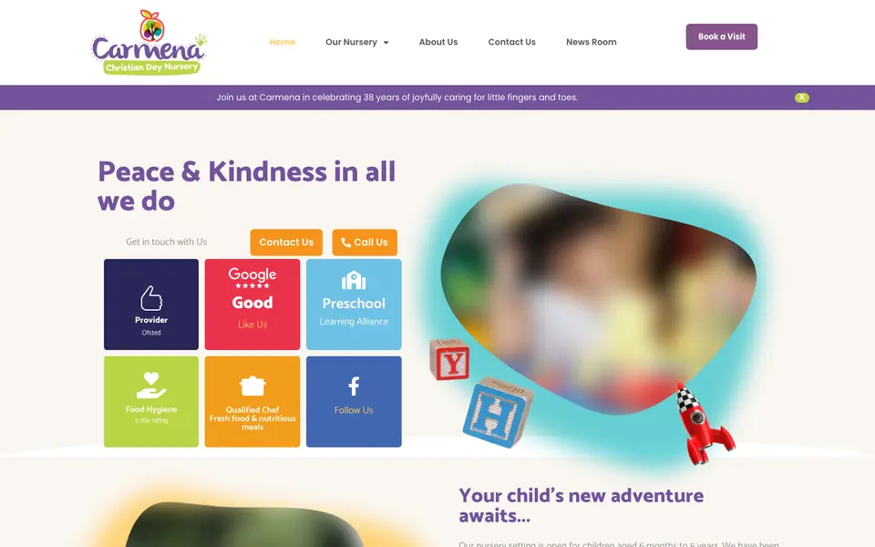 Home page of Carmena Christian Day Nursery's website