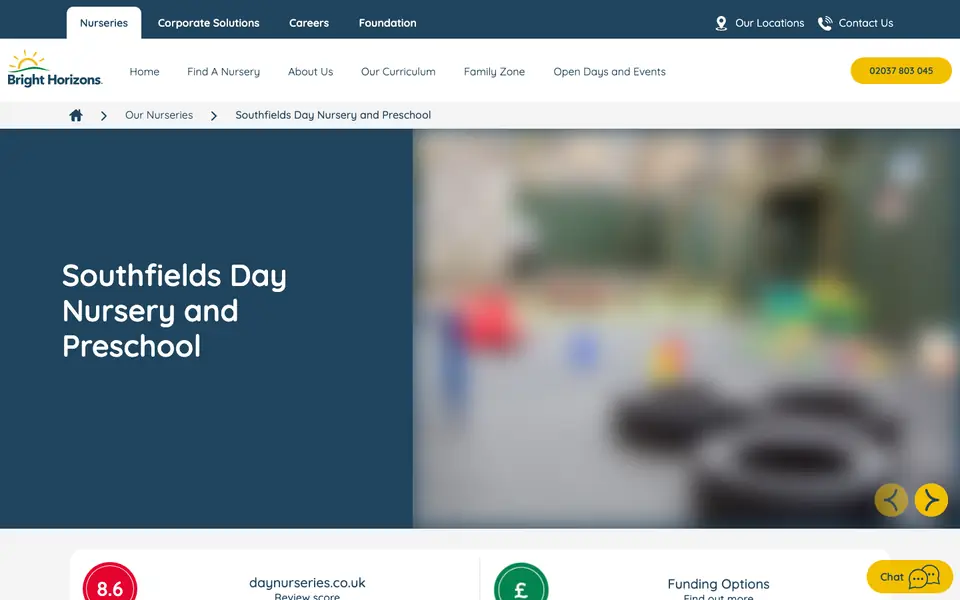 Home page of Bright Horizons Southfields Day Nursery and Preschool's website