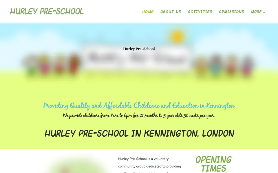 Home page of Hurley Pre-School's website