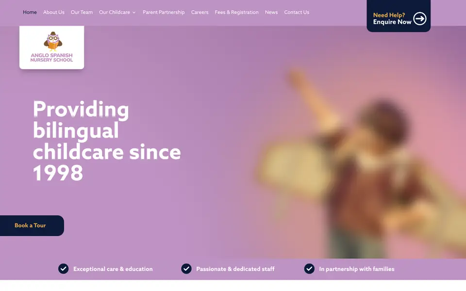 Home page of Anglo Spanish Day Nursery's website