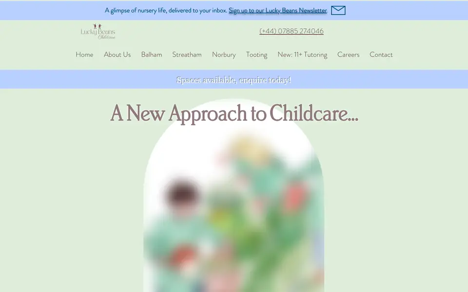 Home page of Little Beans Childcare's website