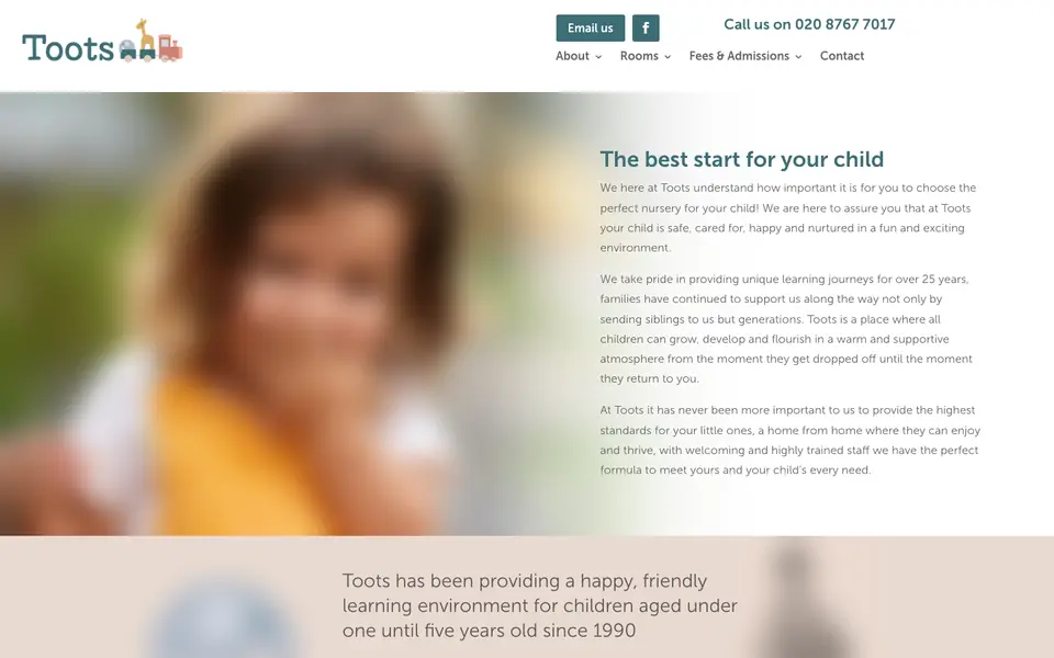 Home page of Toots Day Nursery's website