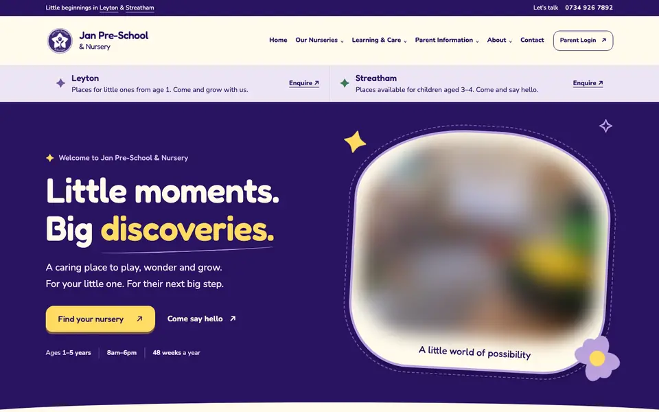 Home page of Jan Pre-School's website