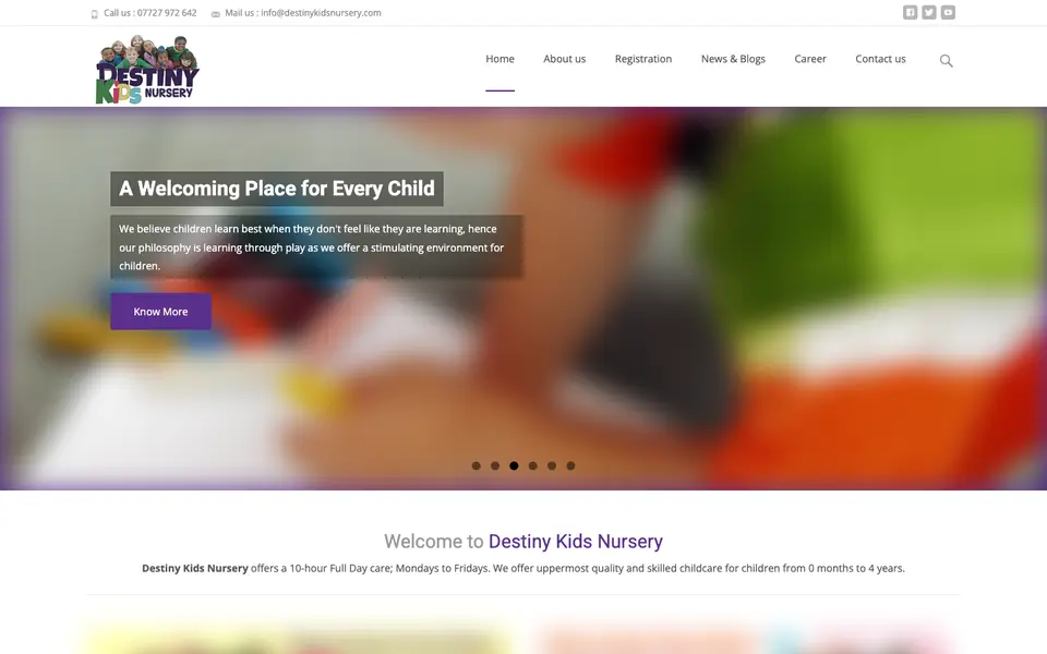 Home page of Destiny Kids Nursery Brixton Hill's website