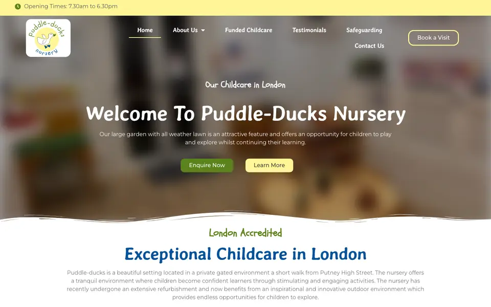 Home page of Puddle - Ducks Nursery's website