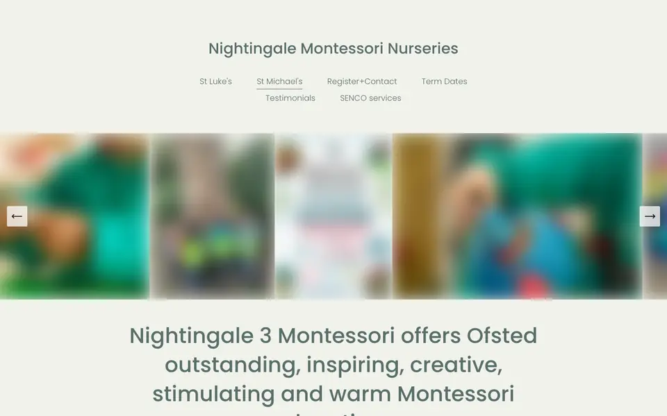 Home page of Nightingale 3 Montessori Nursery's website