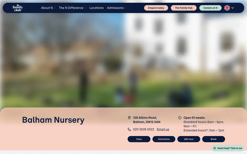 Home page of N Family Club Balham's website