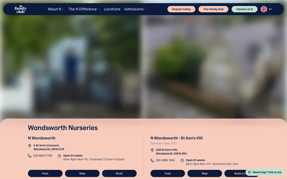 Home page of N Family Club Wandsworth's website