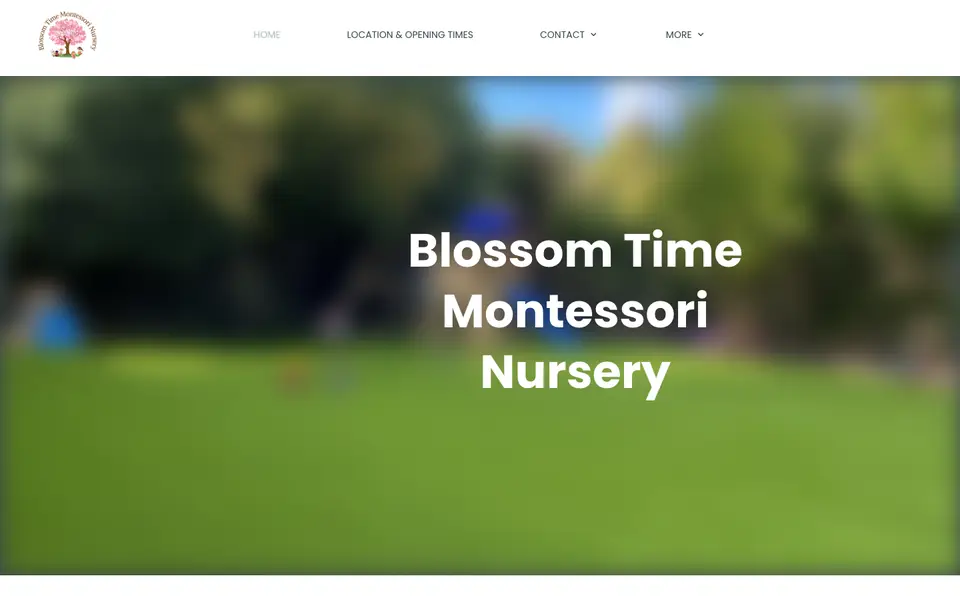 Home page of Blossom Time Montessori Nursery's website
