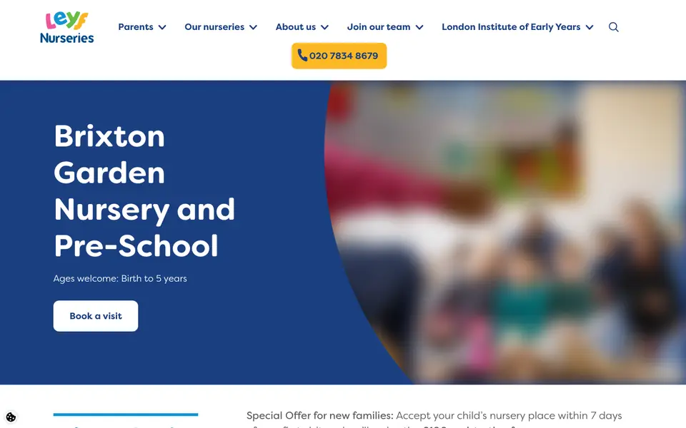 Home page of Brixton Garden Nursery & Pre-School's website