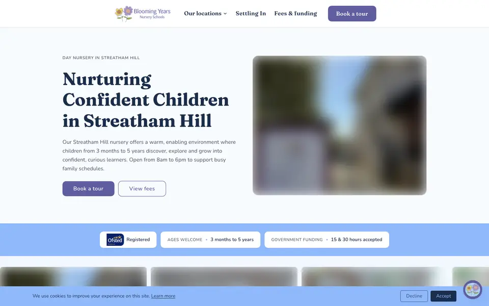 Home page of Blooming Years Nursery & Pre-school's website