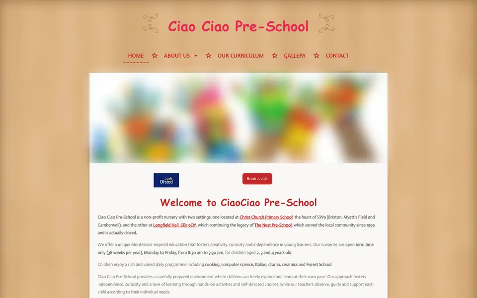 Home page of Ciao Ciao Pre-School's website
