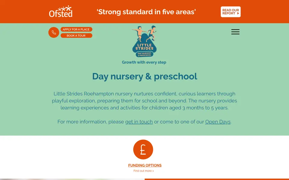 Home page of Little Strides Nursery's website