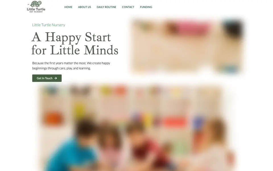 Home page of Little Turtle Day Nursery's website