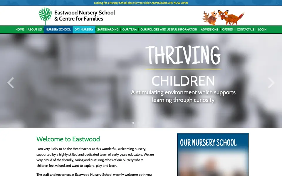 Home page of Eastwood Day Nursery's website
