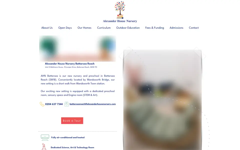 Home page of Alexander House Nursery - Battersea Reach's website
