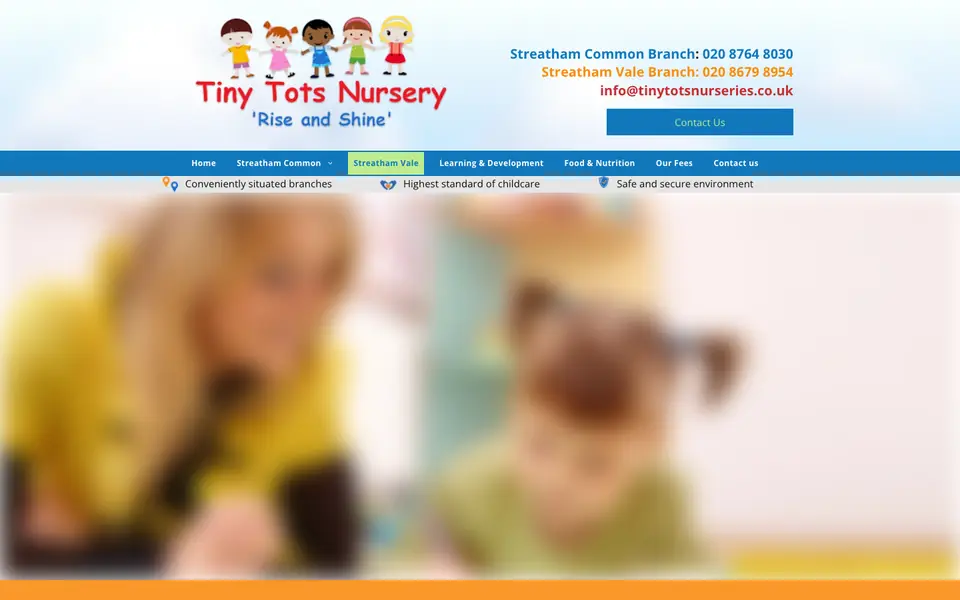 Home page of Tiny Tots Nursery's website