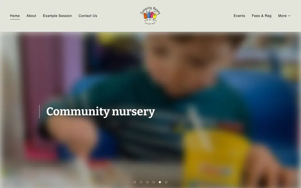 Home page of Jumping Beans, Garratt Park Playgroup's website