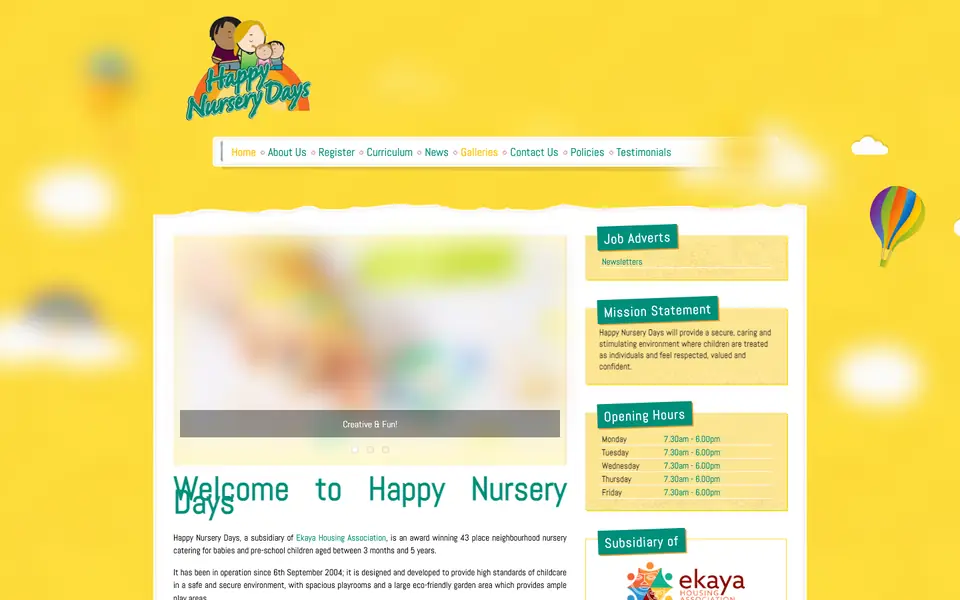 Home page of Happy Nursery Days's website