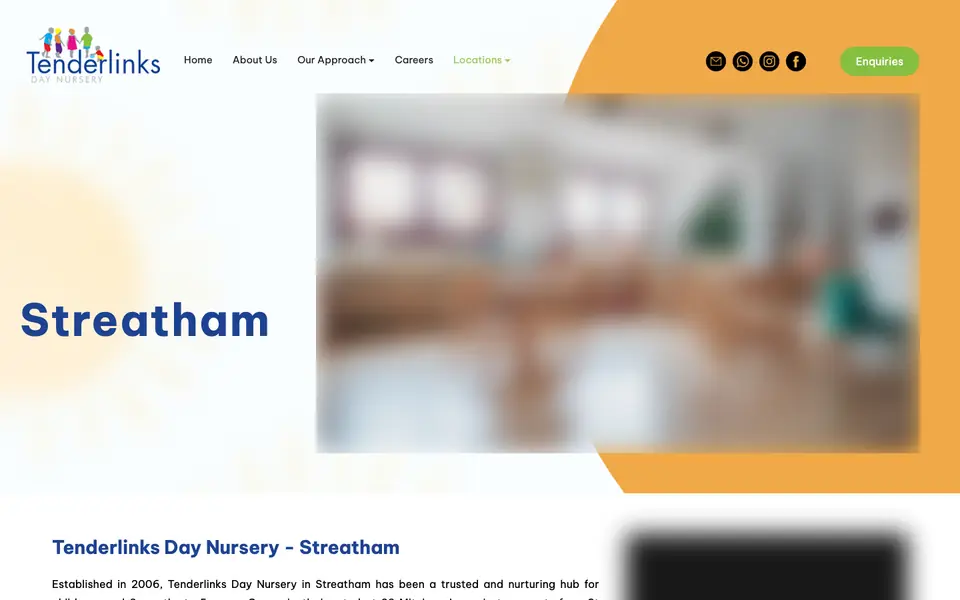 Home page of Tenderlinks Day Nursery's website
