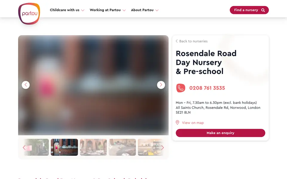Home page of Partou Rosendale Road Day Nursery & Pre-School's website