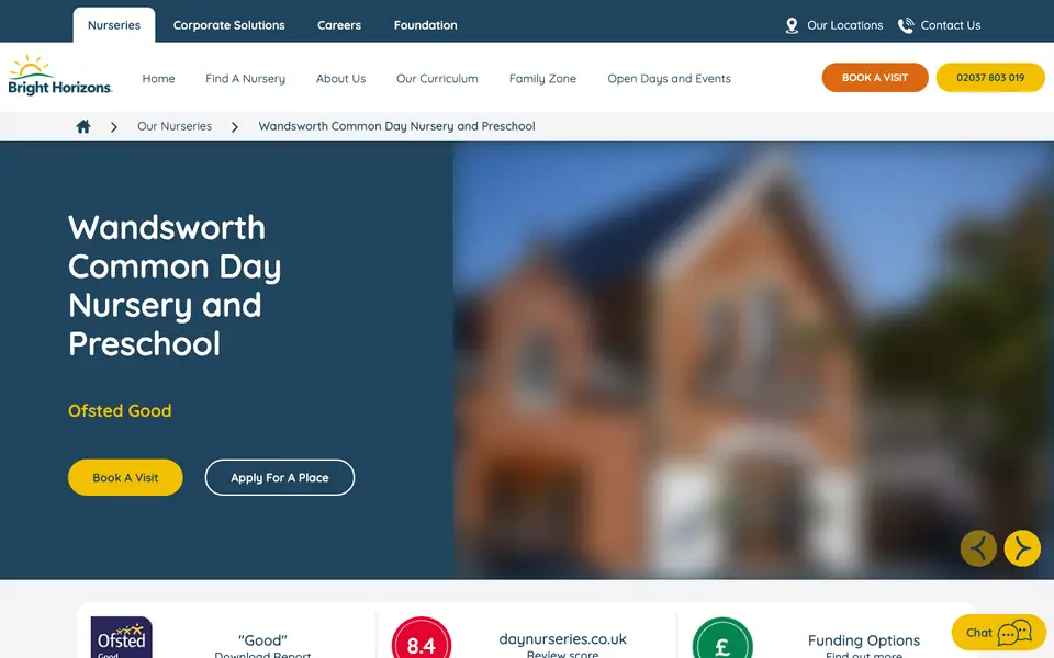 Home page of Bright Horizons Wandsworth Common Day Nursery and Preschool's website