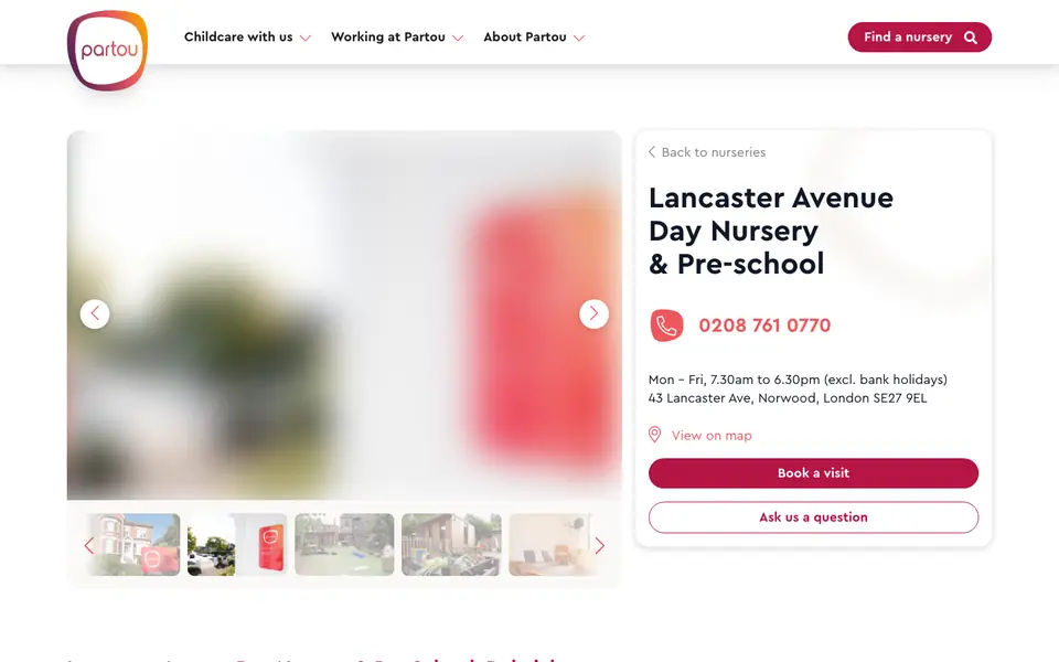 Home page of Partou Lancaster Avenue Day Nursery & Pre-School's website