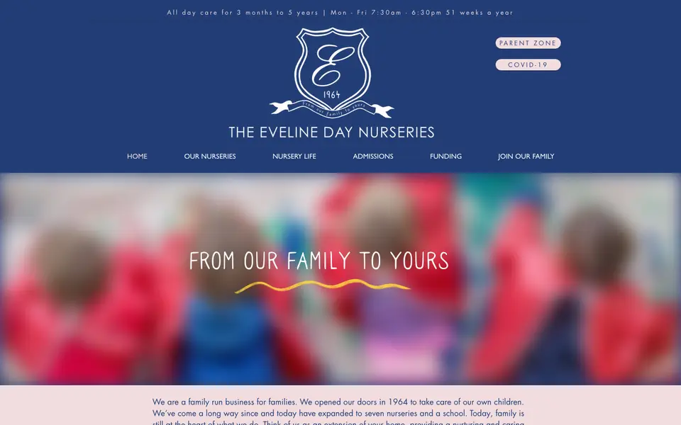 Home page of Eveline Day Nursery Schools Limited (The)'s website