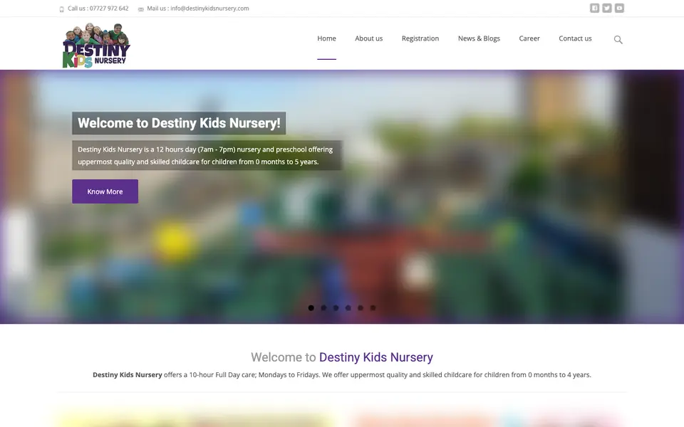 Home page of Destiny Kids Nursery's website