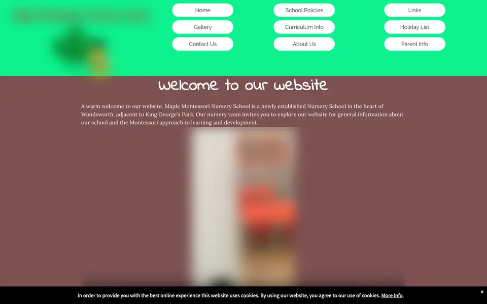 Home page of Maple Montessori Nursery's website