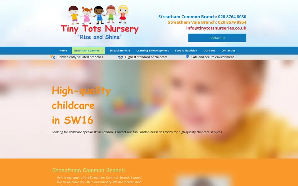 Home page of Tiny Tots Nursery's website